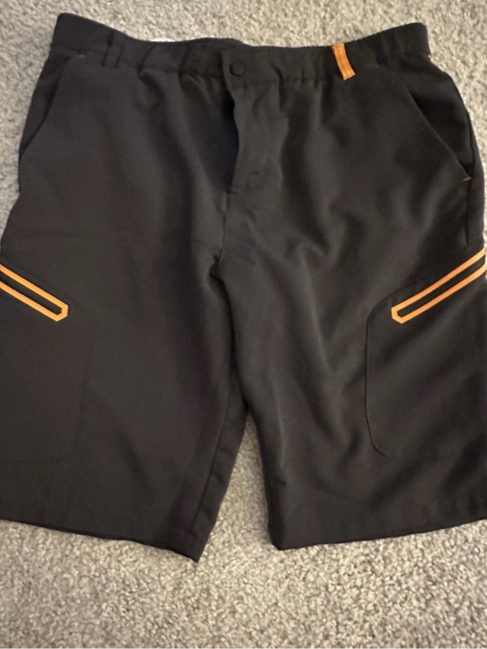 McLaren Men's Black Hybrid Shorts with Orange Trim